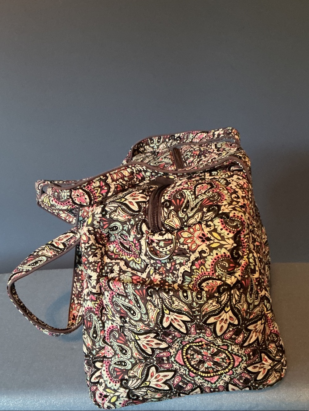 Vera Bradley Paisley Quilted Travel Bag in Pink, Brown & Cream - Picture 2 of 5